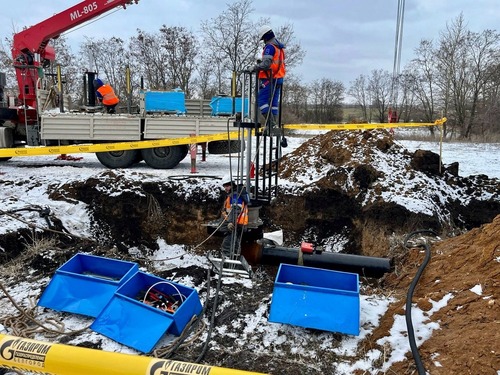 Врезка подземного стального газопровода высокого давления