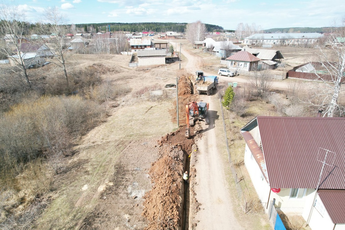 Строительство газопровода в деревне Скакуны, Пермский край