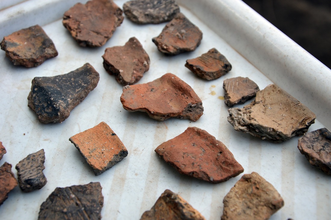 Осколки керамики III — IV вв., обнаруженные во время раскопок